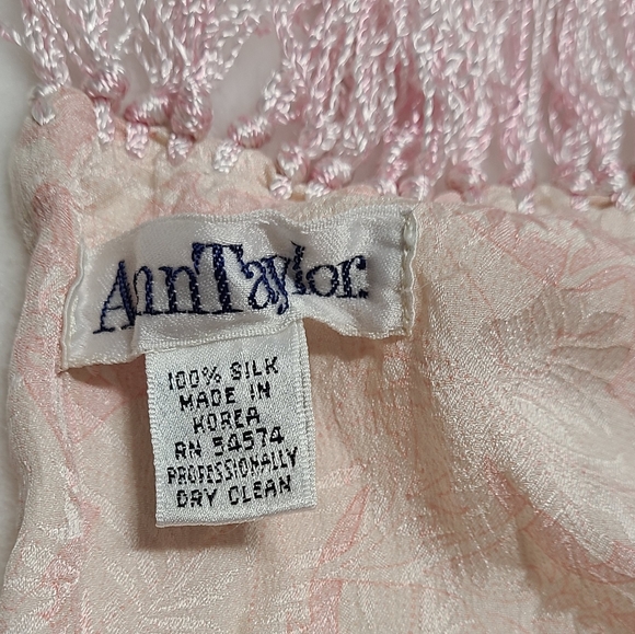 Ann Taylor Vintage Silk Scarf Pink Floral - Picture 2 of 11